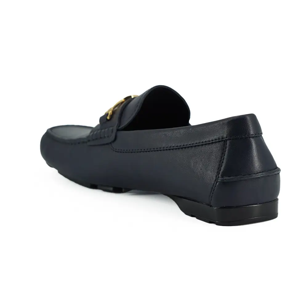 Versace Elegante marineblaue Loafers aus Kalbsleder
