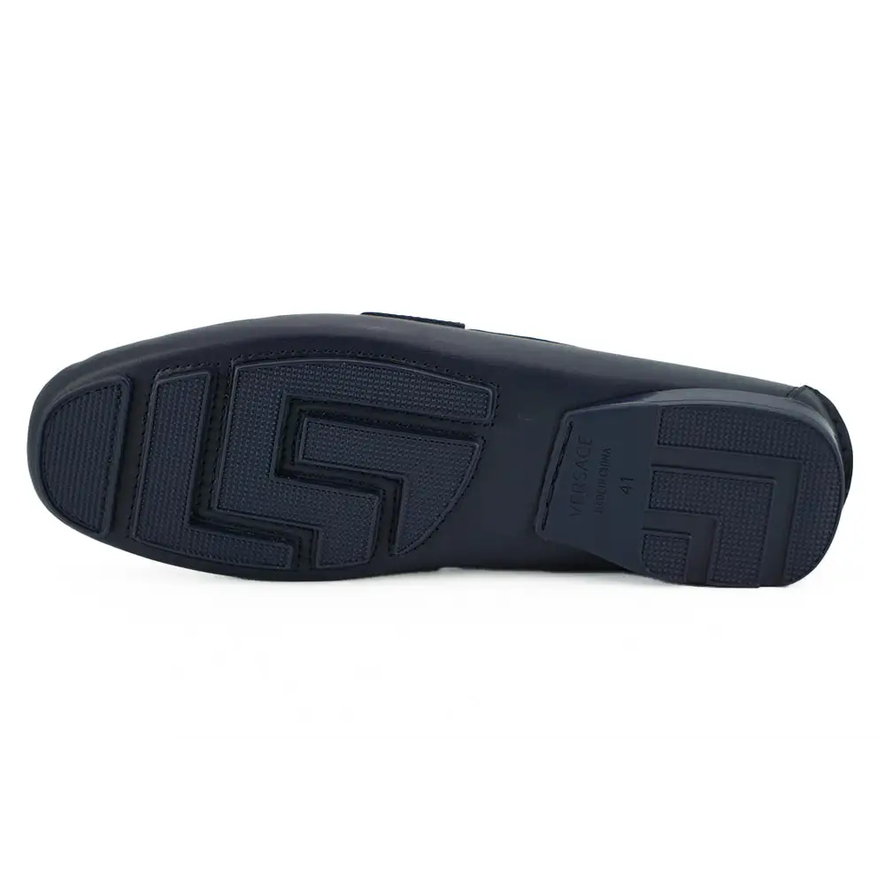 Versace Elegante marineblaue Loafers aus Kalbsleder