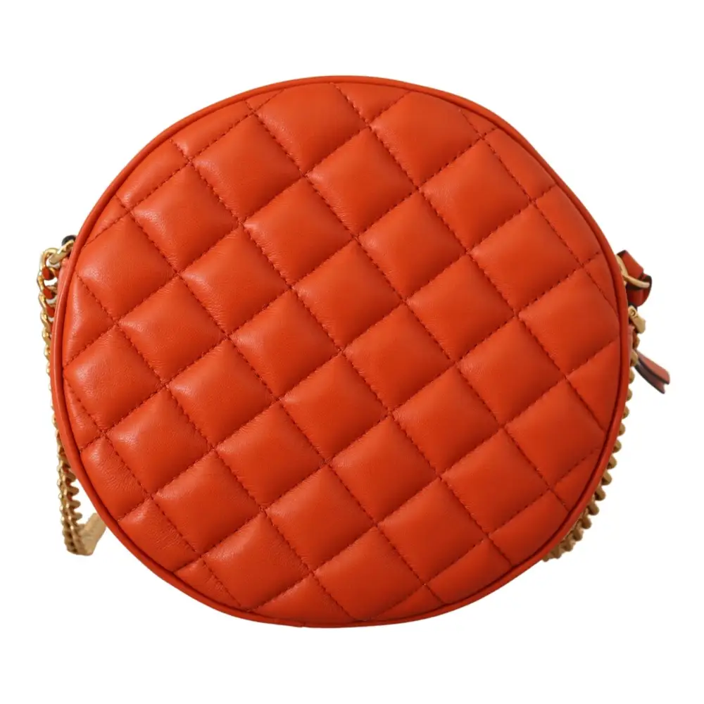 Versace Elegante runde Crossbody-Tasche aus Nappaleder