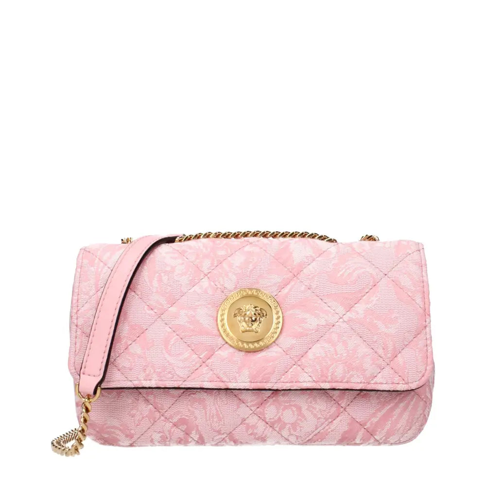 Versace Elegante Schultertasche aus rosafarbenem Stoff