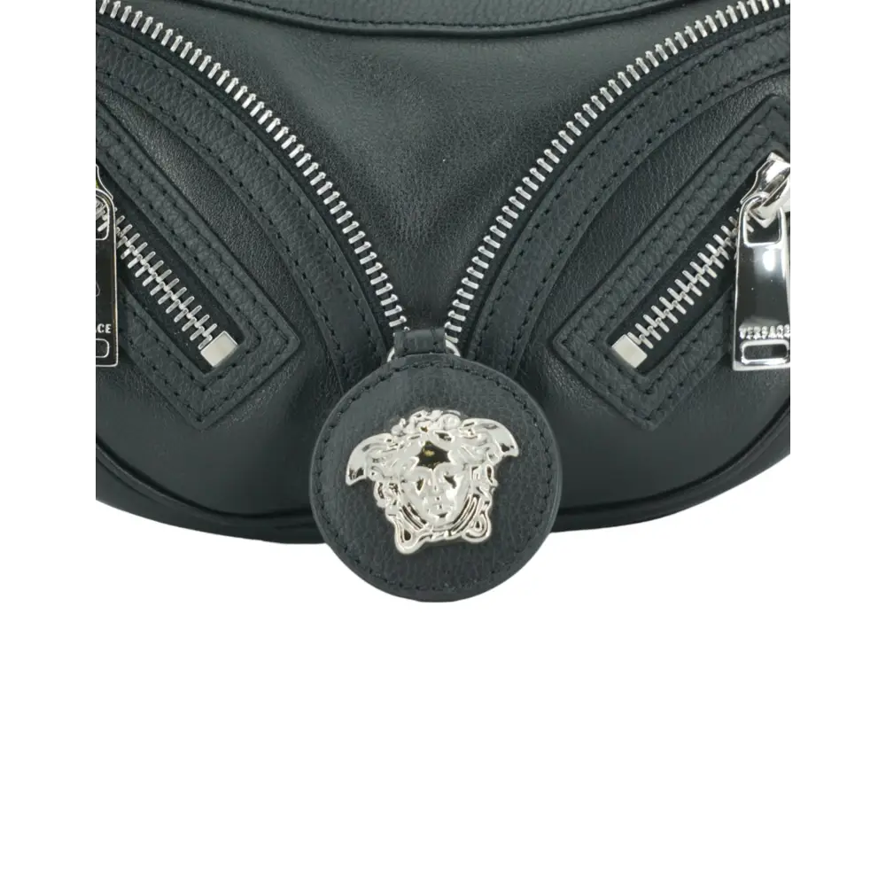 Versace Elegante schwarze Mini-Hobo-Umhängetasche