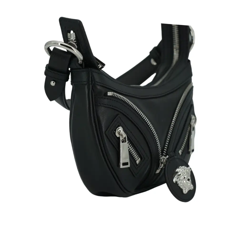 Versace Elegante schwarze Mini-Hobo-Umhängetasche