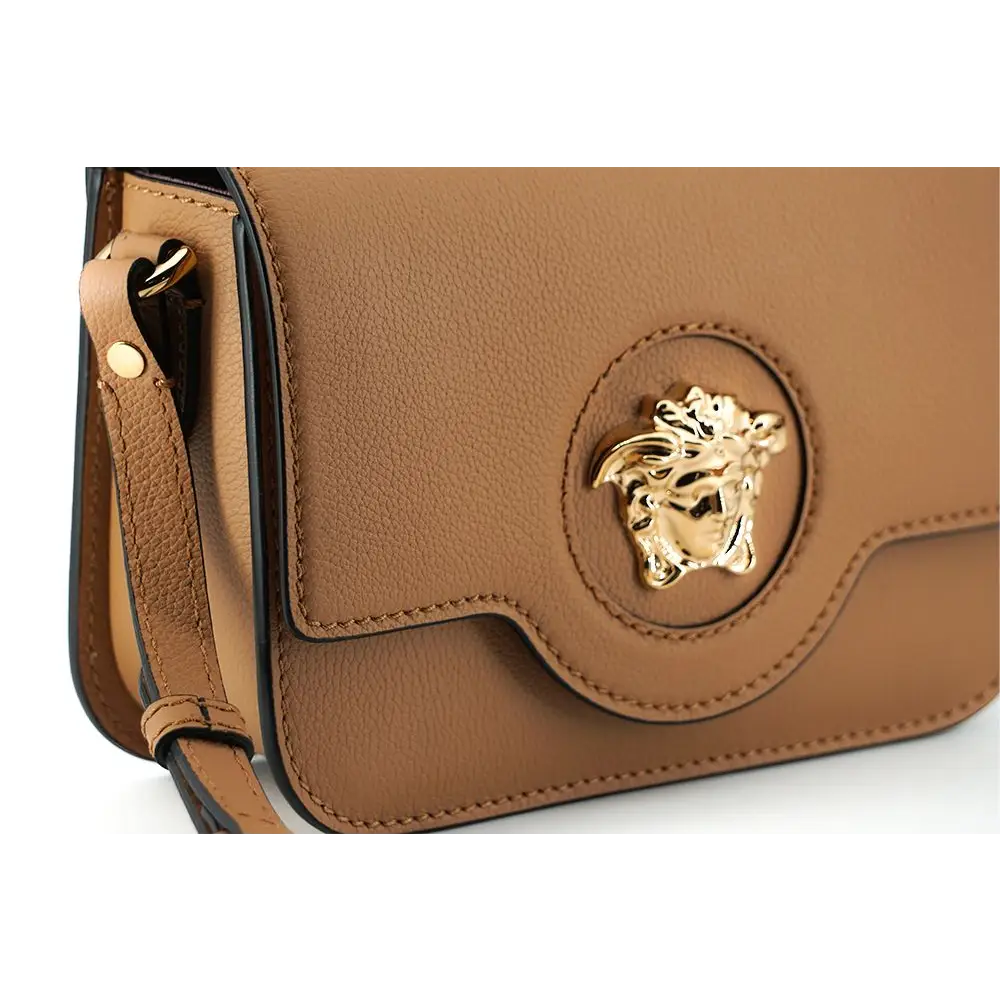 Versace Elegante Umhängetasche aus Kalbsleder in Braun