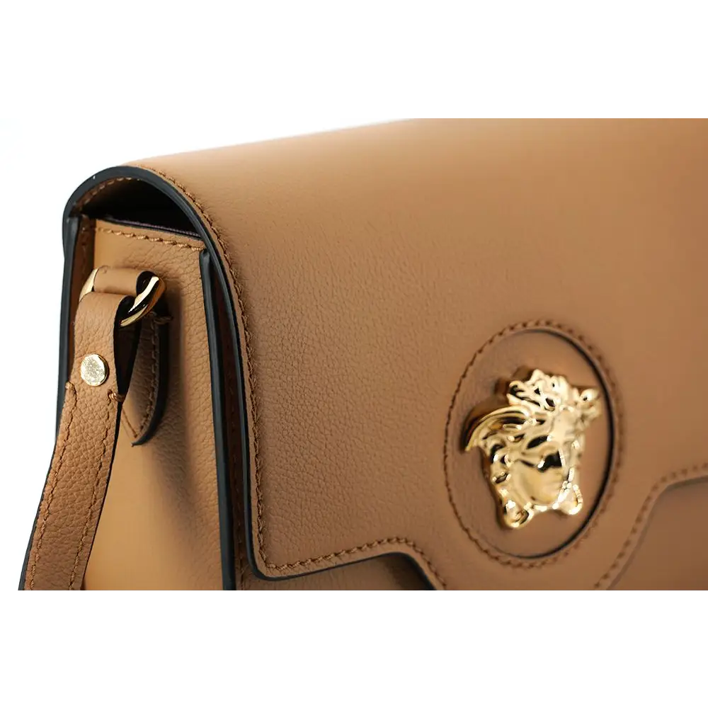 Versace Elegante Umhängetasche aus Kalbsleder in Braun