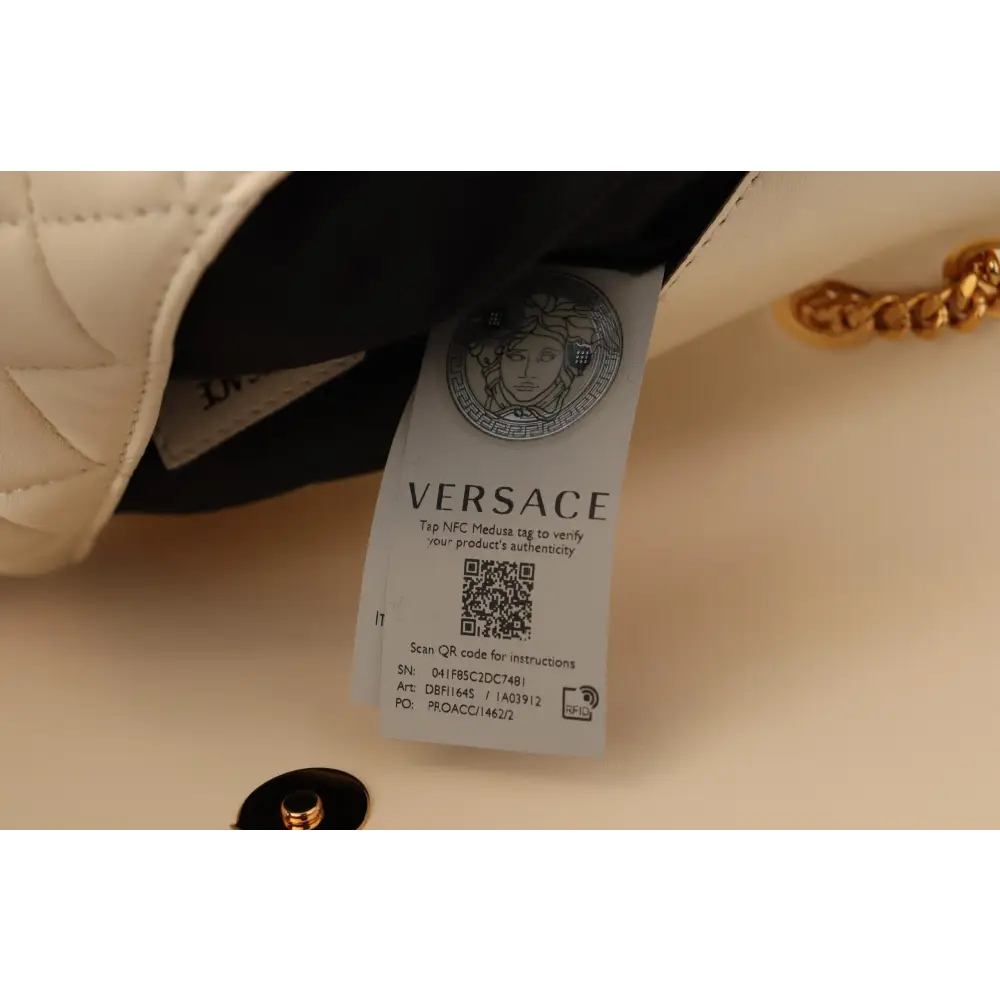 Versace Elegante Umhängetasche aus weißem Nappaleder