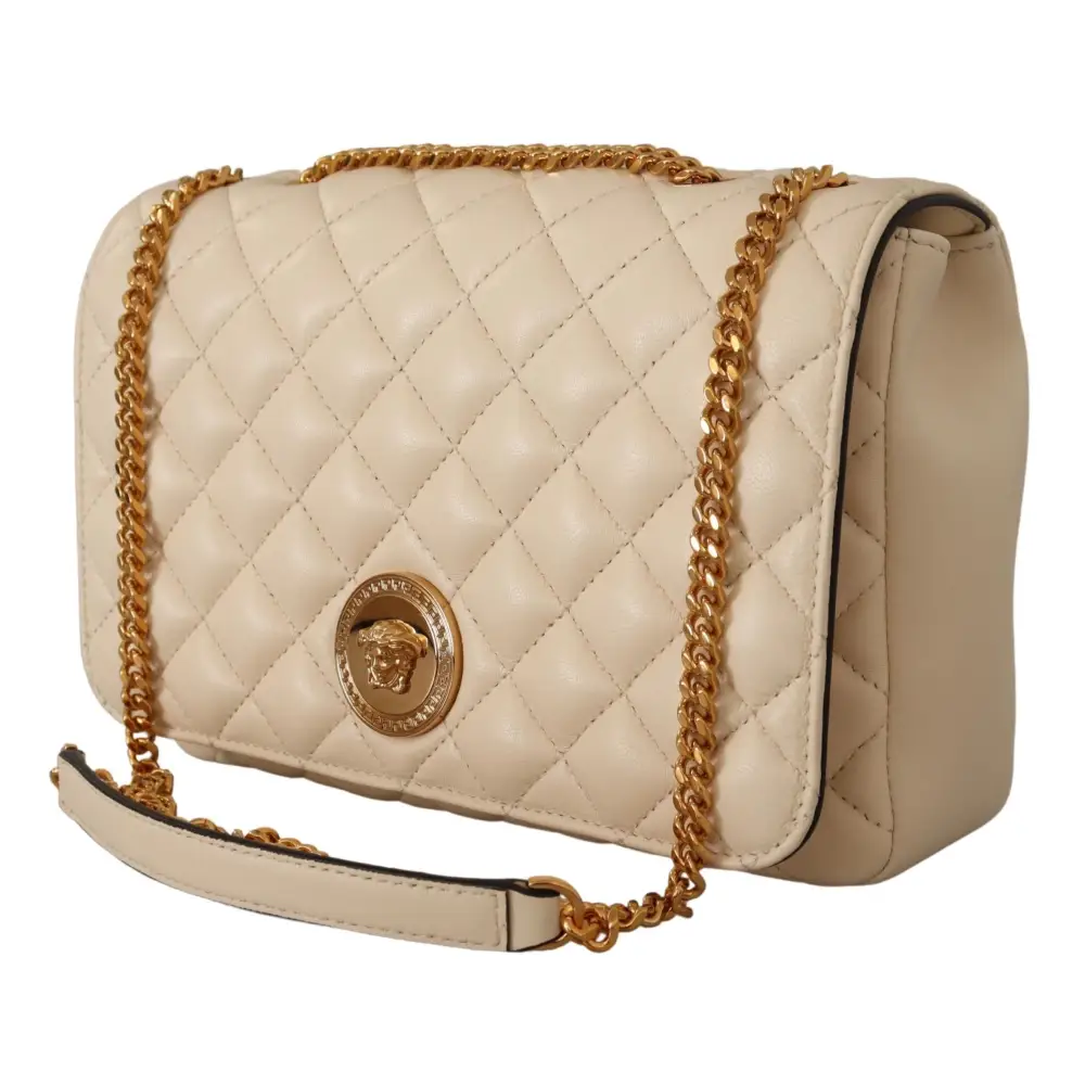 Versace Elegante Umhängetasche aus weißem Nappaleder