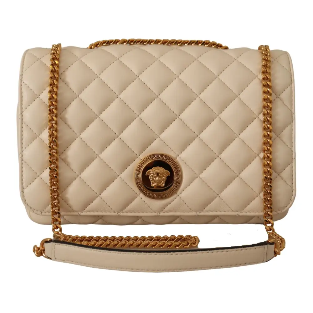 Versace Elegante Umhängetasche aus weißem Nappaleder