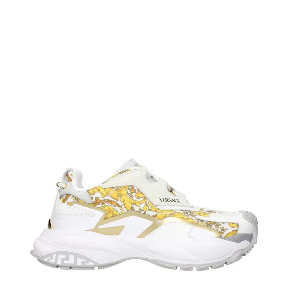 Versace Goldene Stoff-Sneaker mit niedrigem Schaft