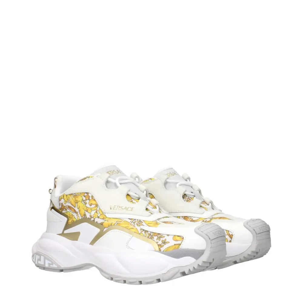Versace Goldene Stoff-Sneaker mit niedrigem Schaft