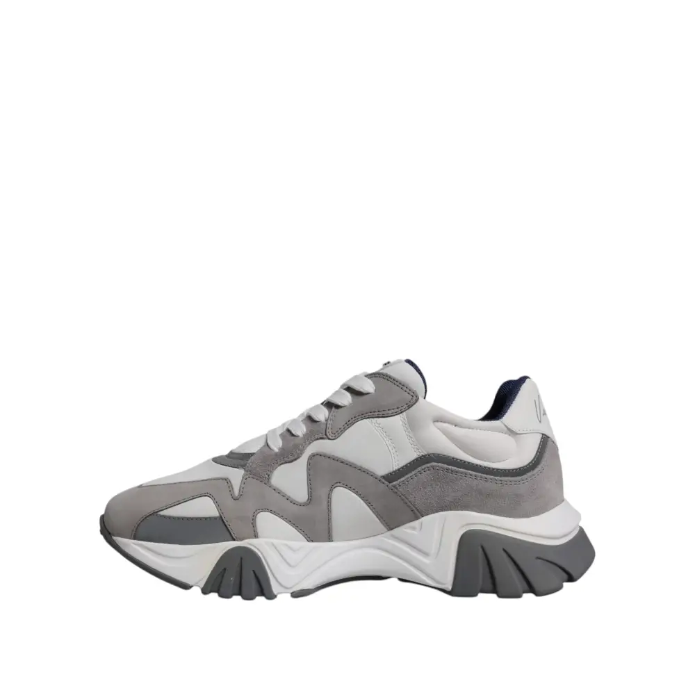 Versace Grau Leder Neopren Chunky Low Top Squalo Turnschuhe Schuhe