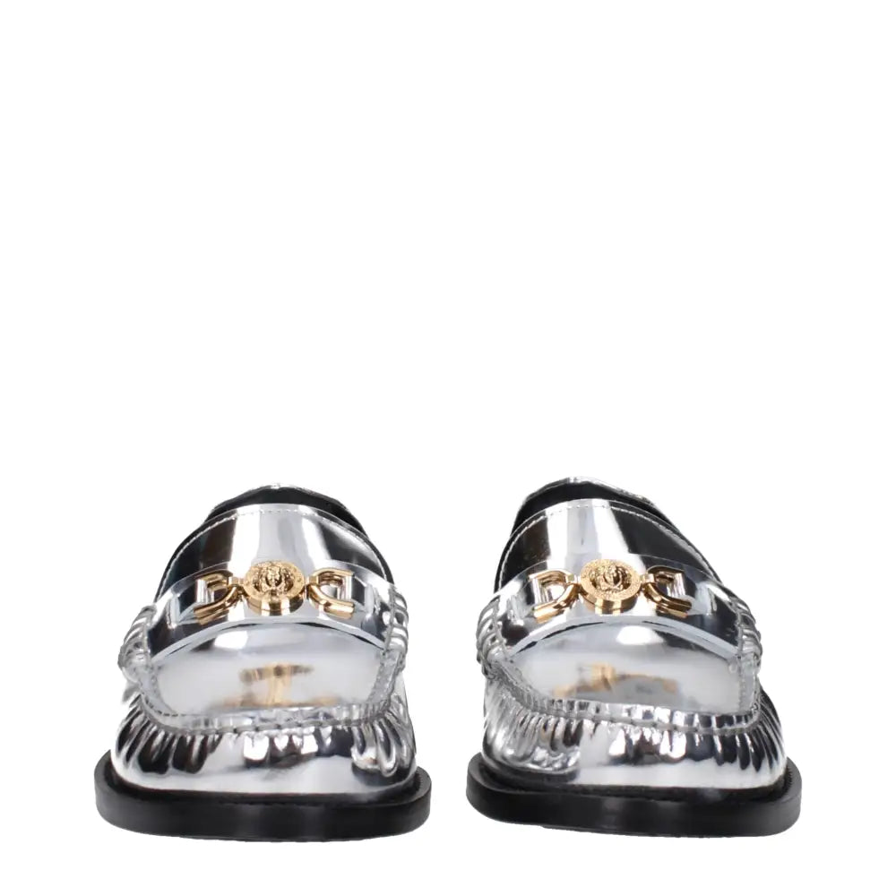 Versace Graue Leder Slipper