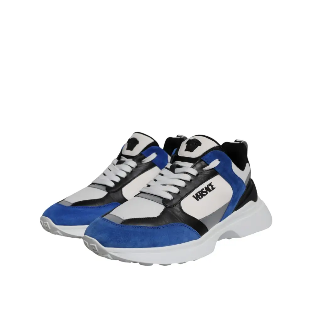 Versace Multicolor Canvas Quad Stoff Medusa Low Top Turnschuhe Schuhe