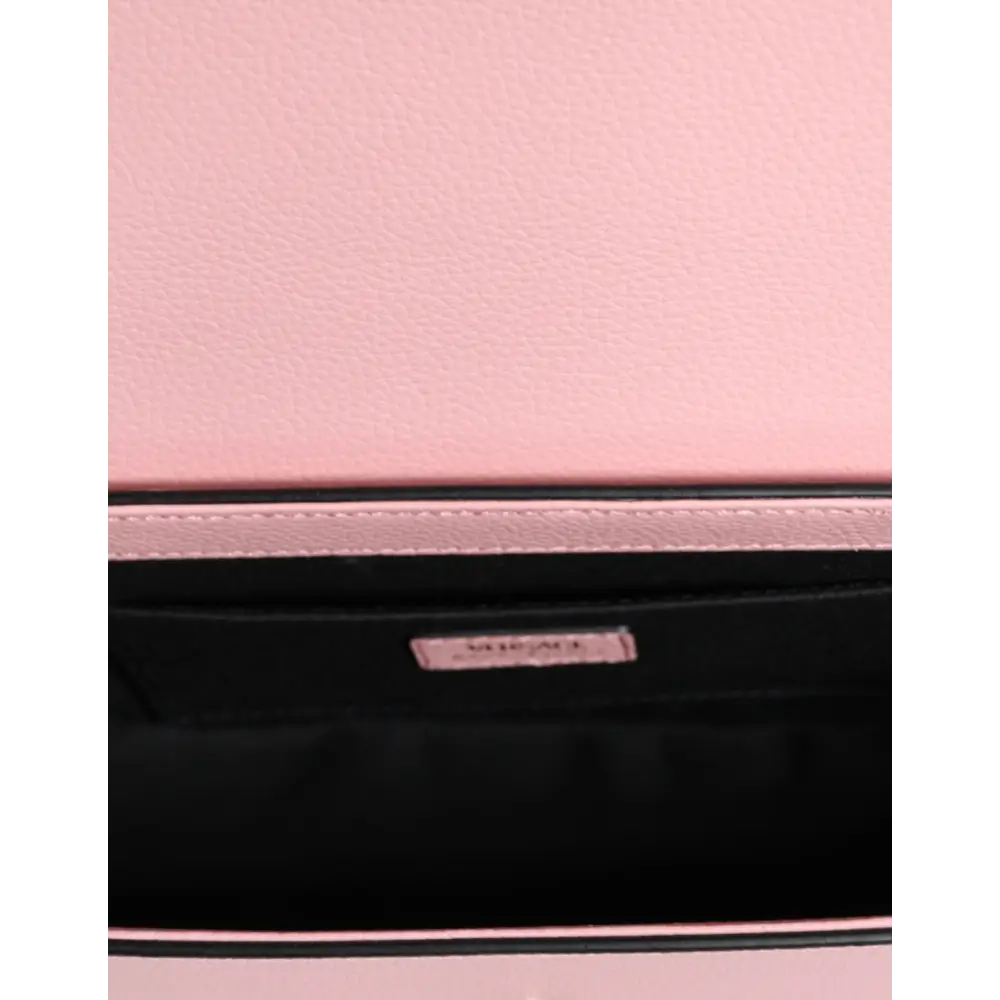 Versace Pink Grainy Calf Leather Logo Crossbody Shoulder Bag