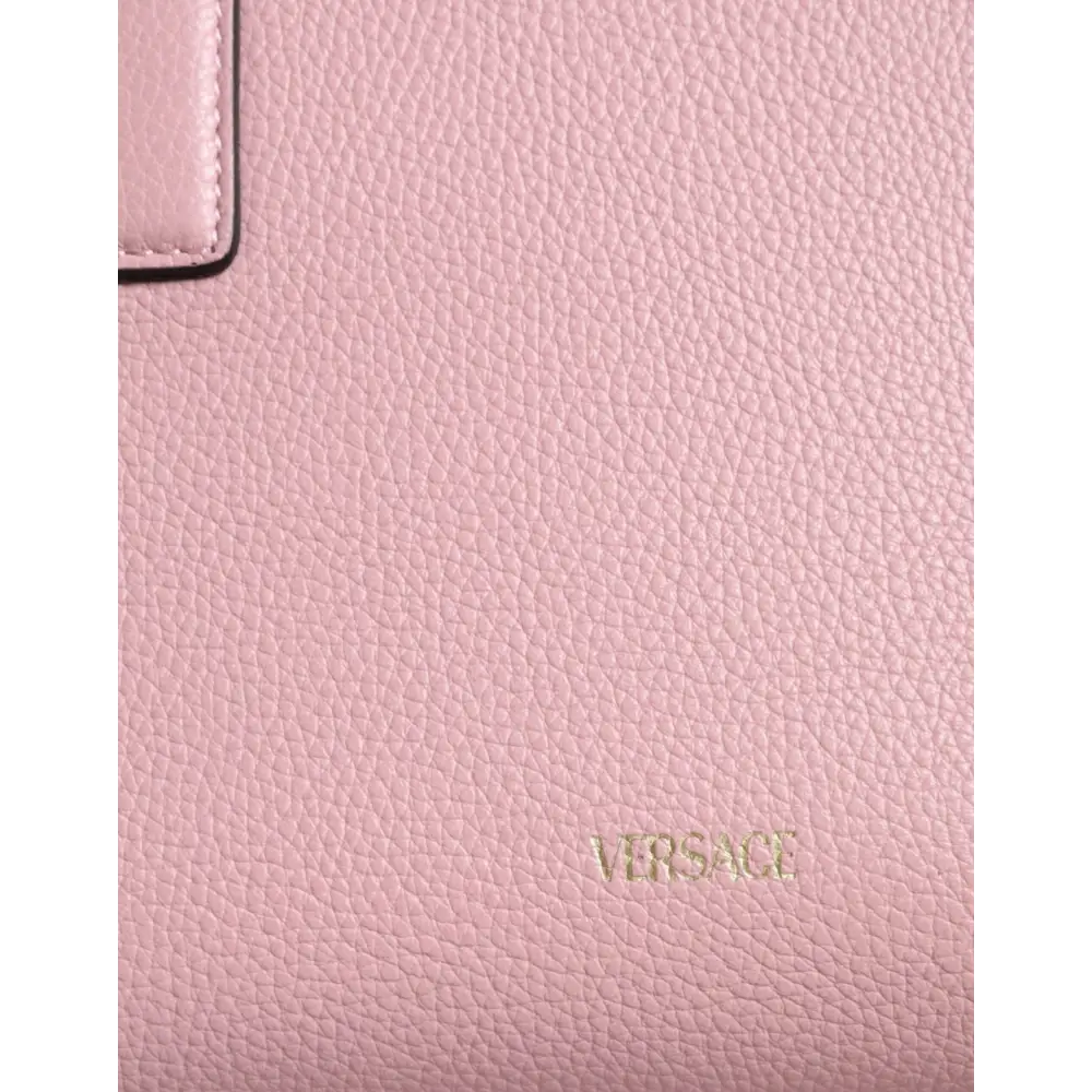 Versace Pinke Crossbody-Tasche mit kleinem Griff aus genarbtem Kalbsleder