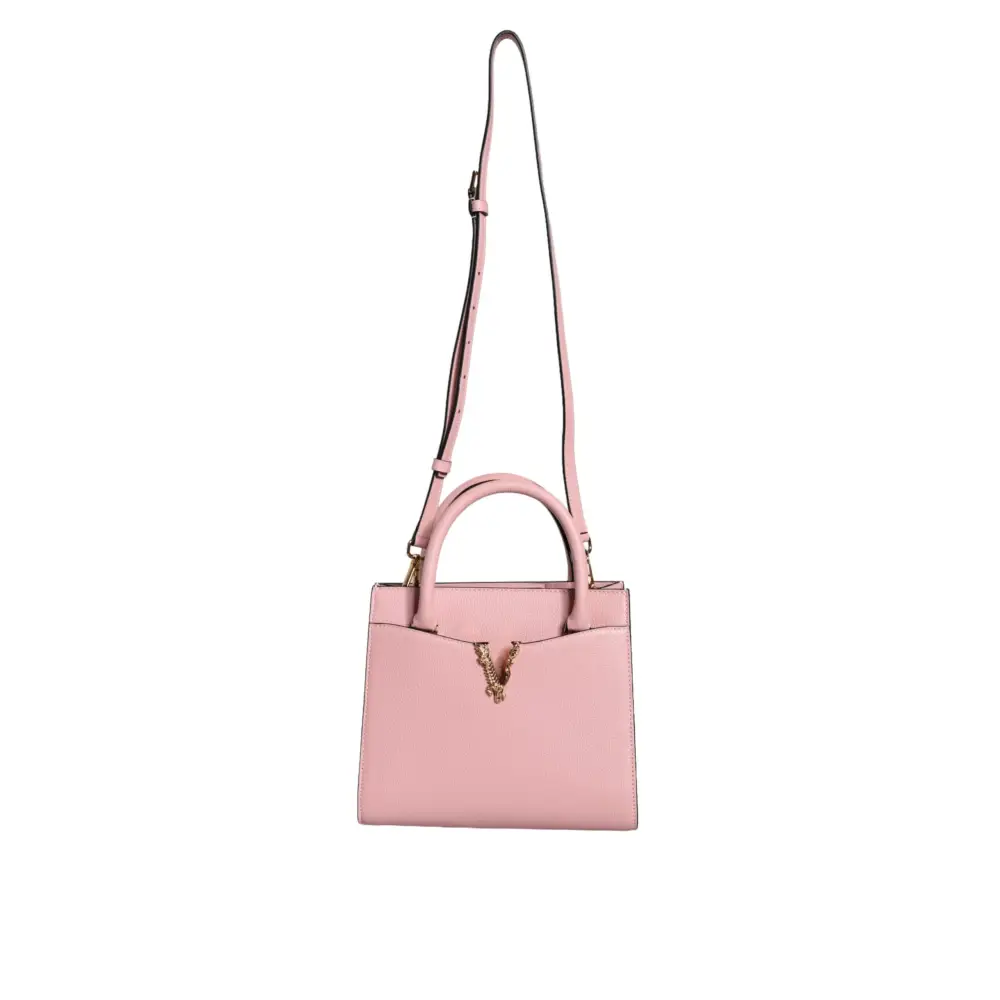 Versace Pinke Crossbody-Tasche mit kleinem Griff aus genarbtem Kalbsleder