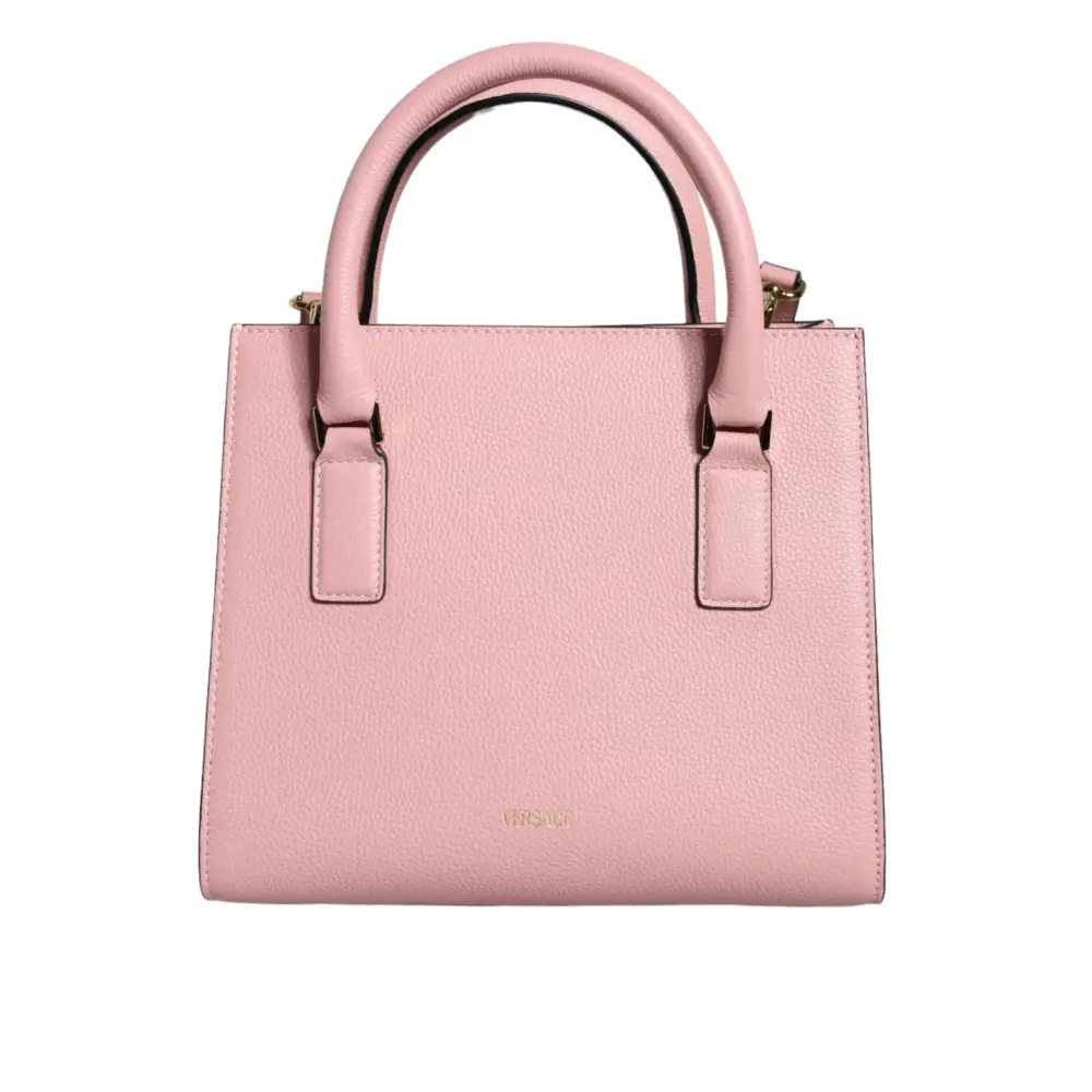 Versace Pinke Crossbody-Tasche mit kleinem Griff aus genarbtem Kalbsleder
