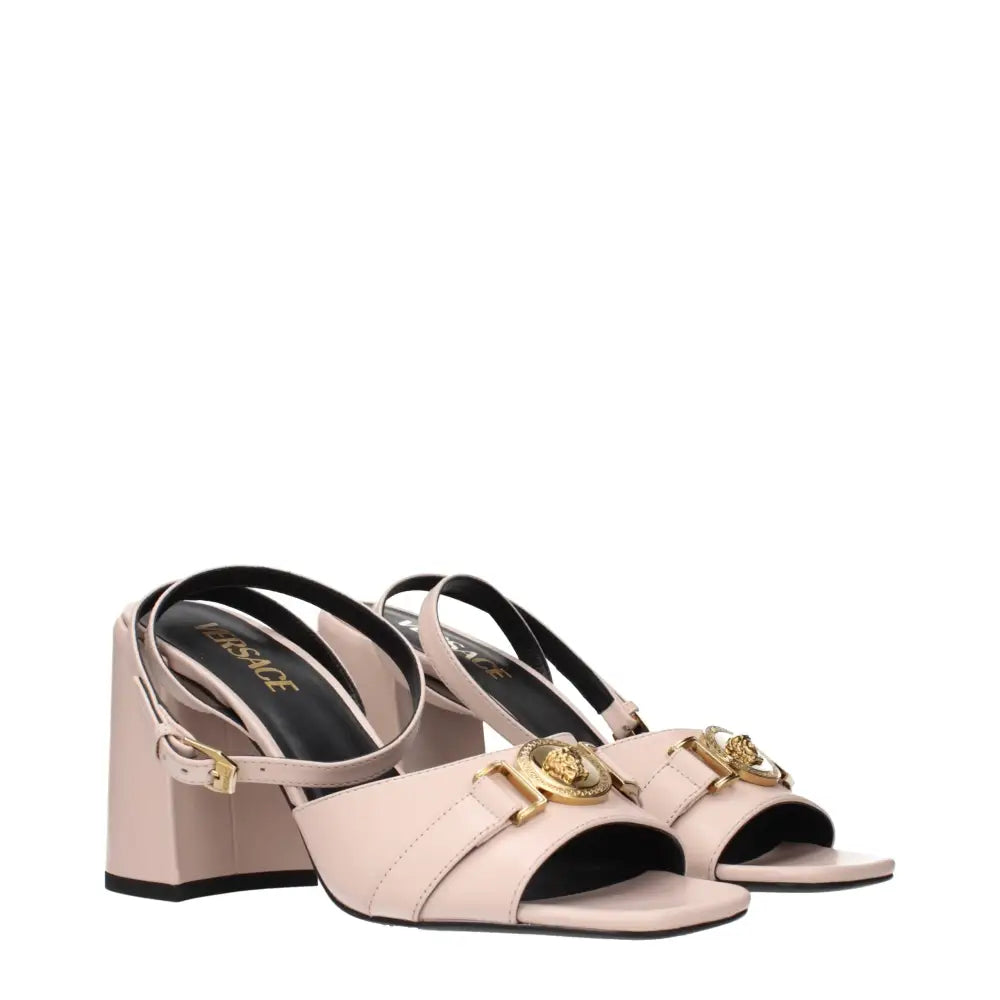 Versace Rosa Leder-Plateau-Sandalen