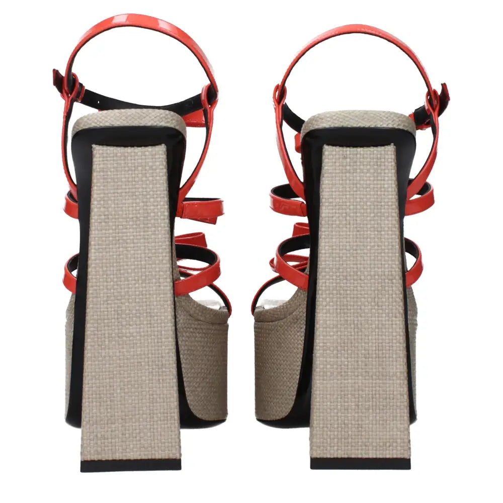 Versace Sandalen mit Plateauabsatz aus orangefarbenem Leder - EU40.5/US10.5