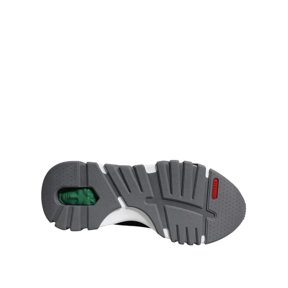 Versace Schwarz Leder Neopren Chunky Low Top Turnschuhe Squalo Schuhe