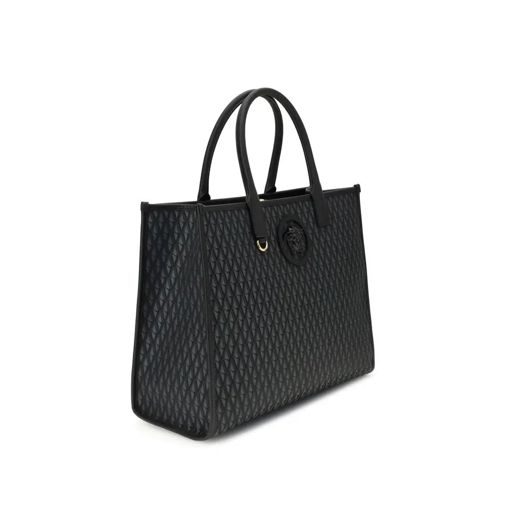 Versace Schwarze Baumwoll-Handtasche