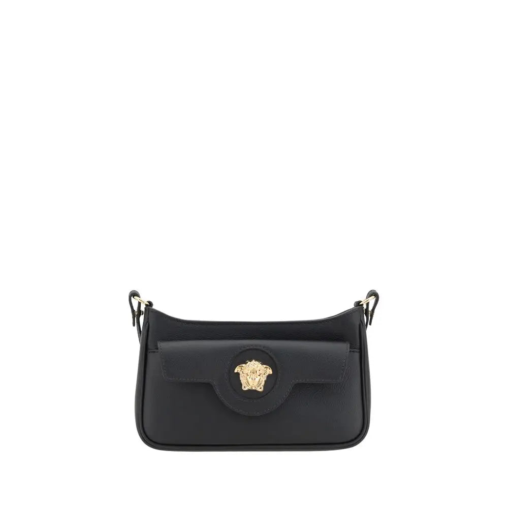 Versace Schwarze Bos Taurus Kalbsleder Schultertasche