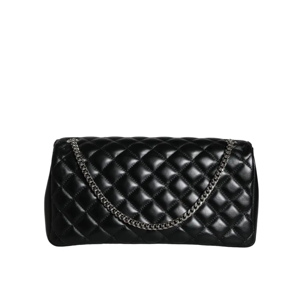 Versace Schwarze gesteppte Lammleder Crossbody Umhängetasche