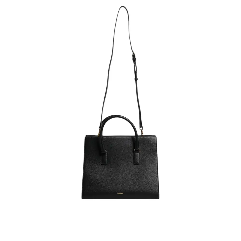 Versace Schwarze große Leder-Umhängetasche mit Schultergriff