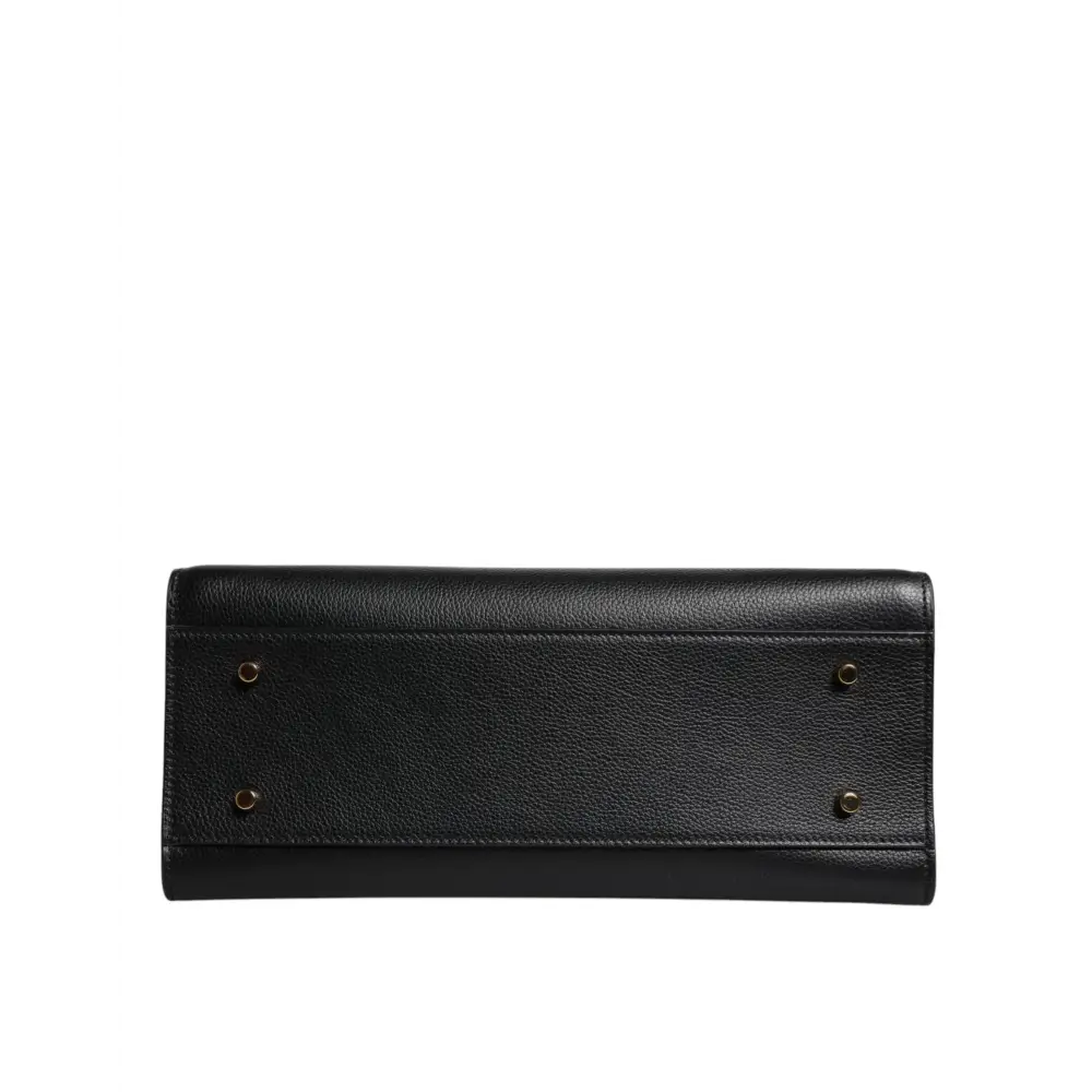 Versace Schwarze große Leder-Umhängetasche mit Schultergriff