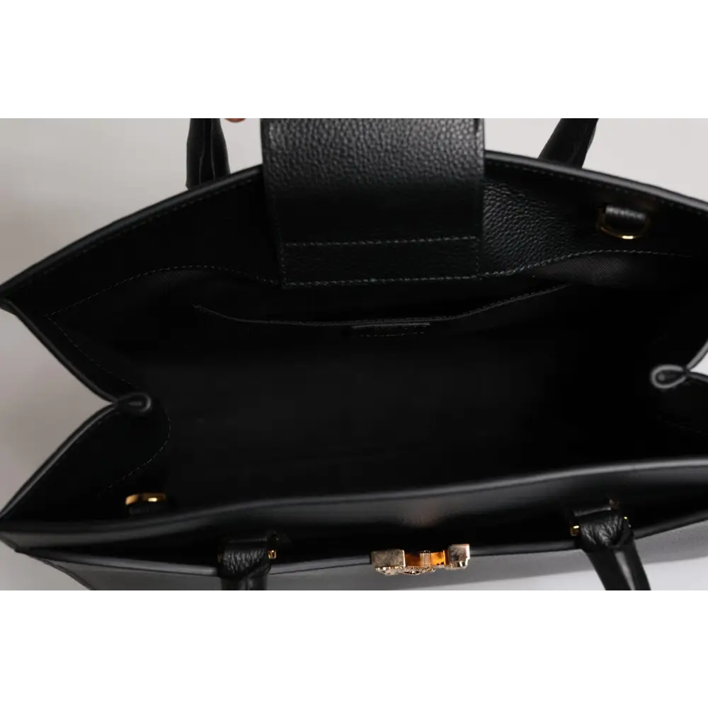 Versace Schwarze große Leder-Umhängetasche mit Schultergriff