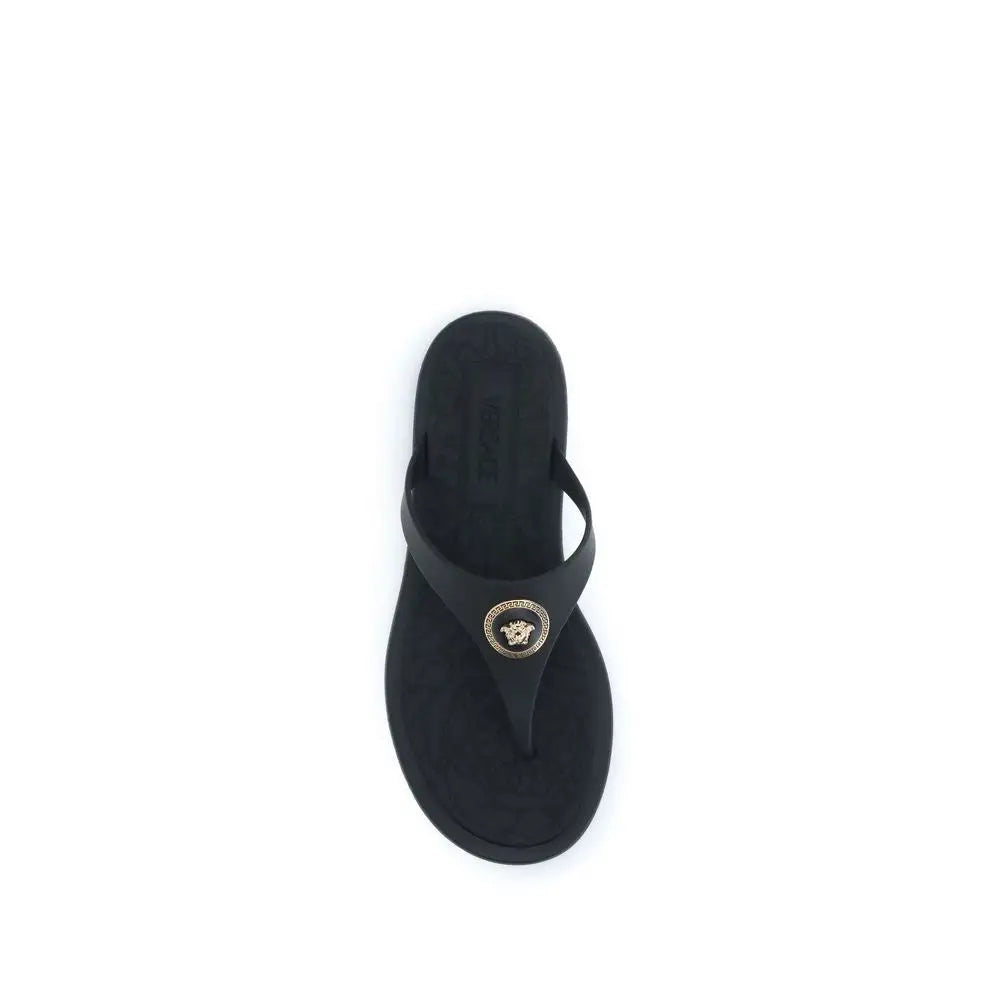 Versace Schwarze Gummi-Flip-Flops