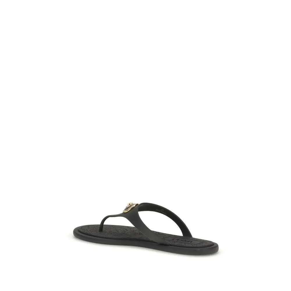 Versace Schwarze Gummi-Flip-Flops