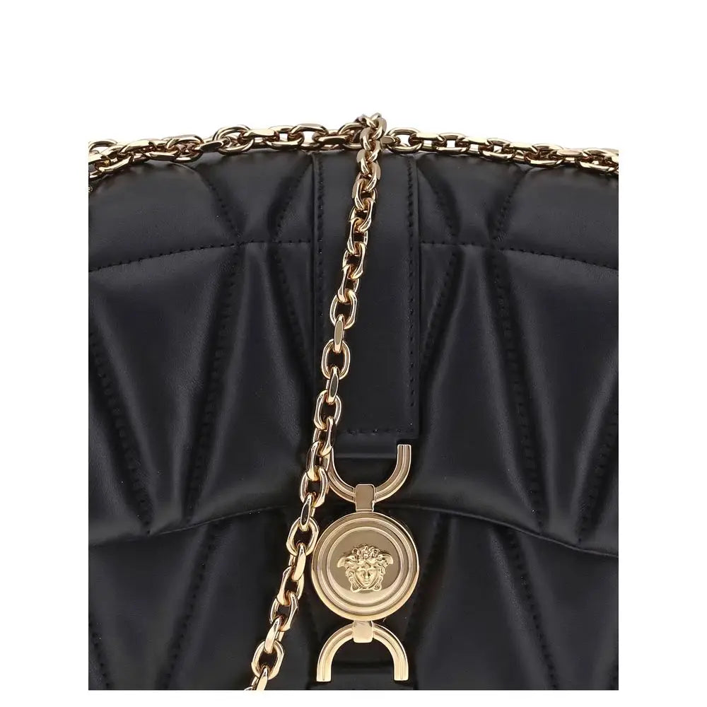 Versace Schwarze Kalbshaut Bos Taurus Schultertasche