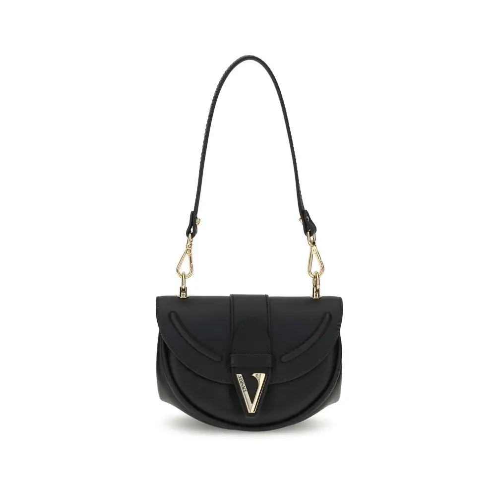 Versace Schwarze Kalbshaut Bos Taurus Schultertasche