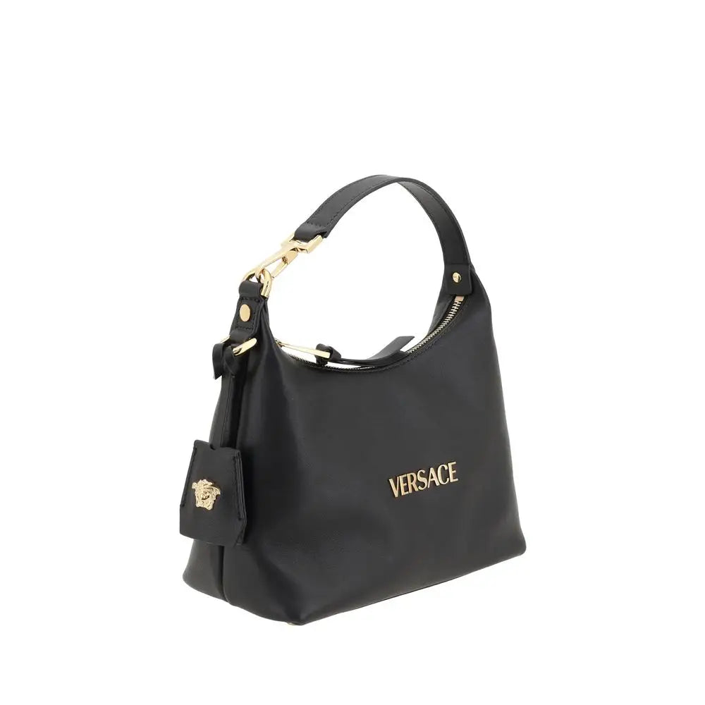 Versace Schwarze Kalbsleder Bos Taurus Handtasche