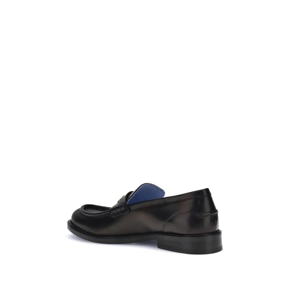 Versace Schwarze Kalbsleder Bos Taurus Slip-On Loafer