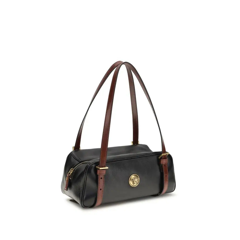 Versace Schwarze Lammleder Schultertasche Ovis Aries Aries