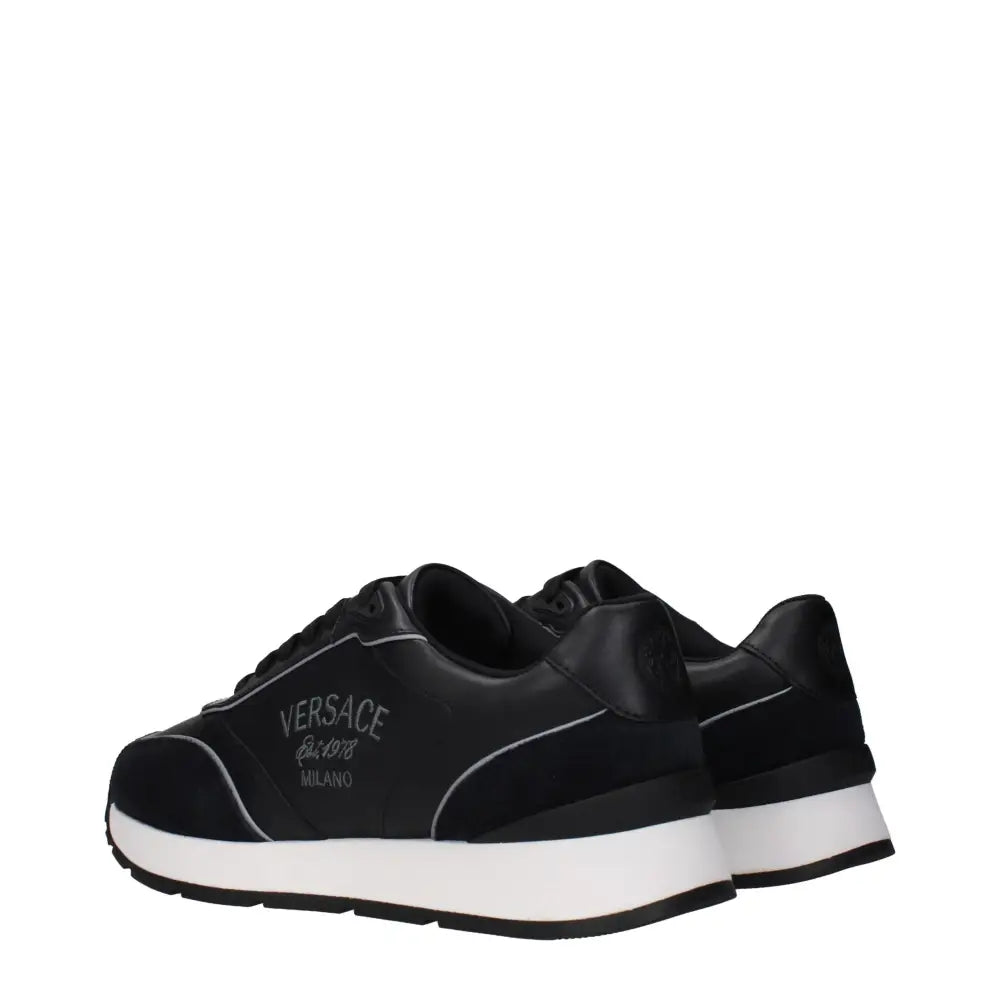 Versace Schwarze Leder Low-Top-Sneaker