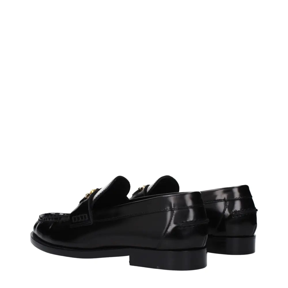 Versace Schwarze Leder Slipper