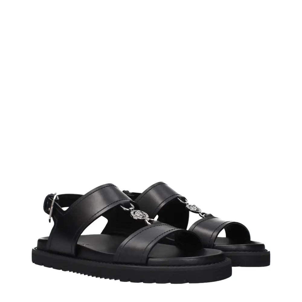 Versace Schwarze Ledersandalen - EU40.5/US7.5