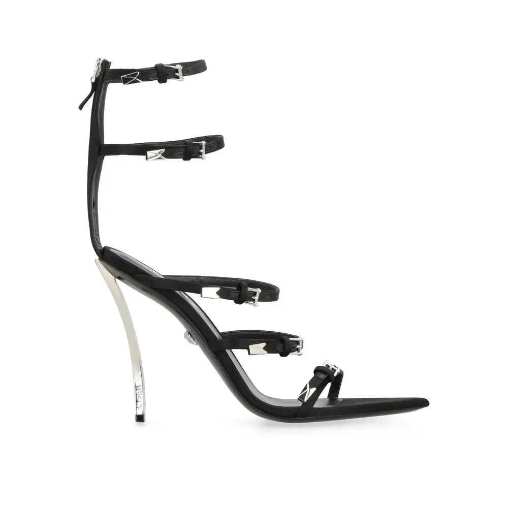 Versace Schwarze Stilettosandalen aus Kalbsleder - EU40/US10