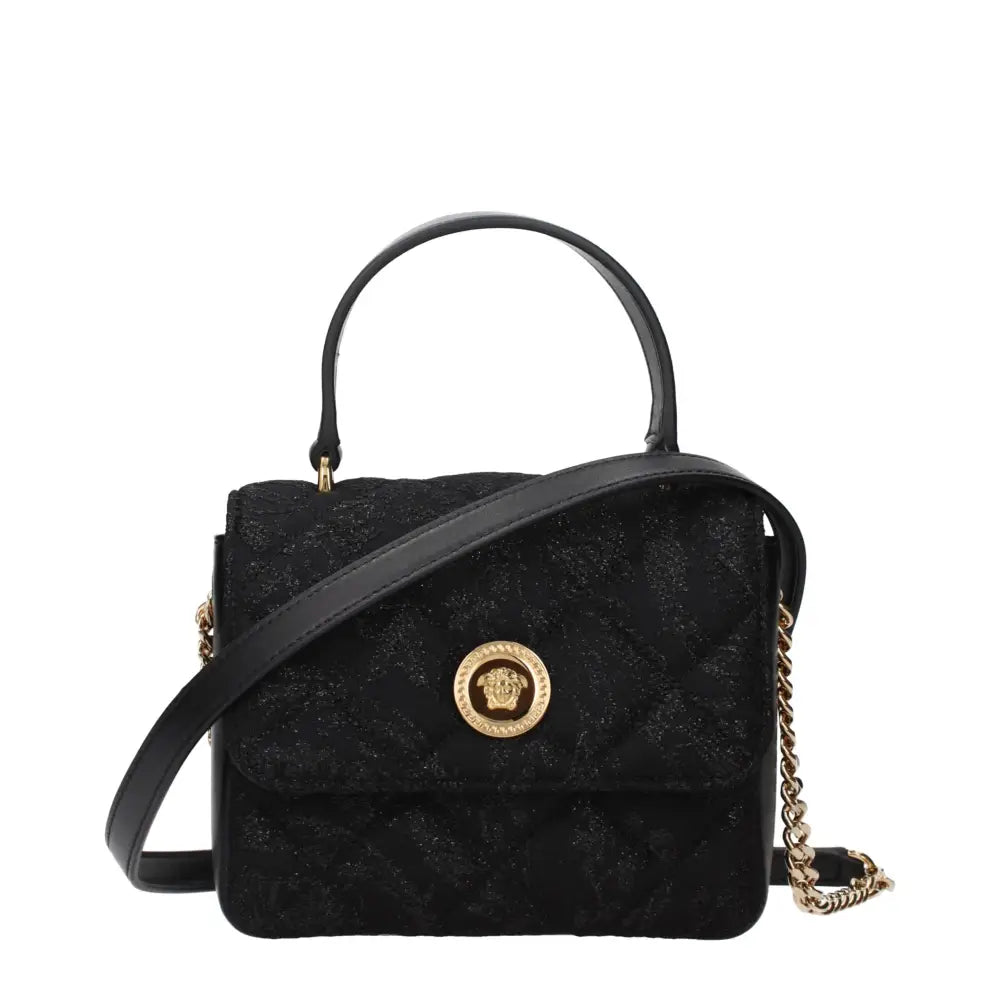 Versace Schwarze Stoffhandtasche