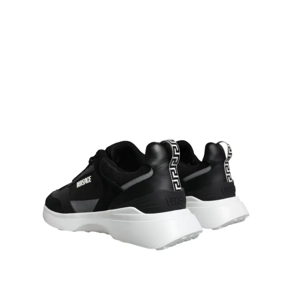 Versace Schwarzer Canvas Quad Fabric Medusa Low Top Sneaker Schuhe