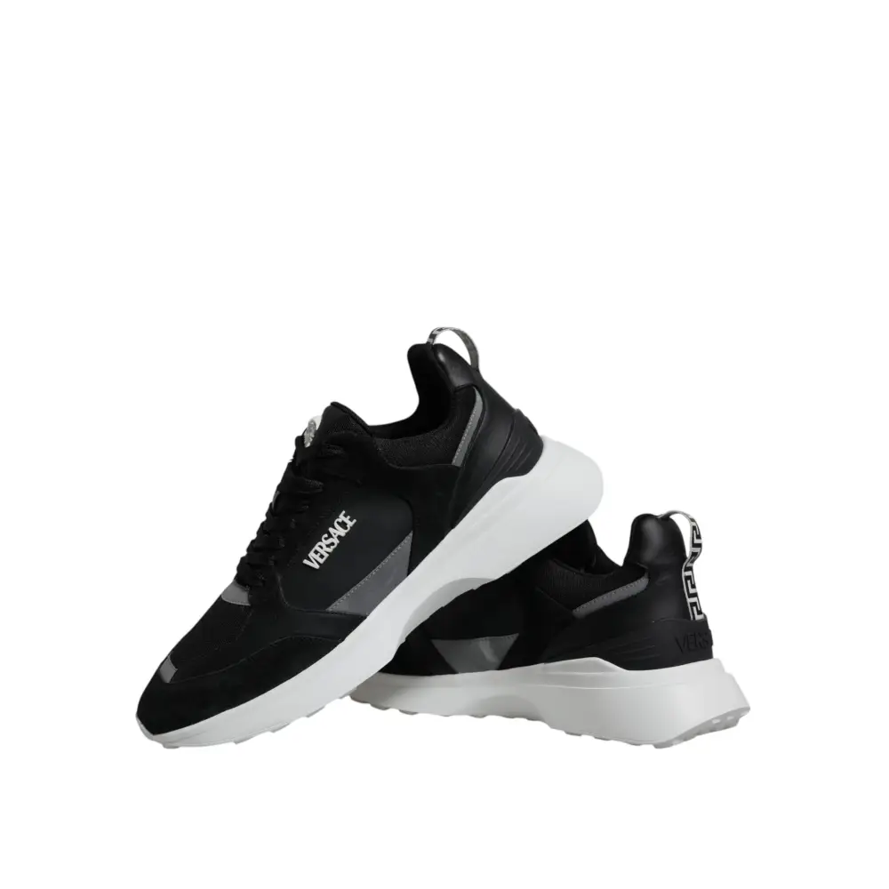 Versace Schwarzer Canvas Quad Fabric Medusa Low Top Sneaker Schuhe