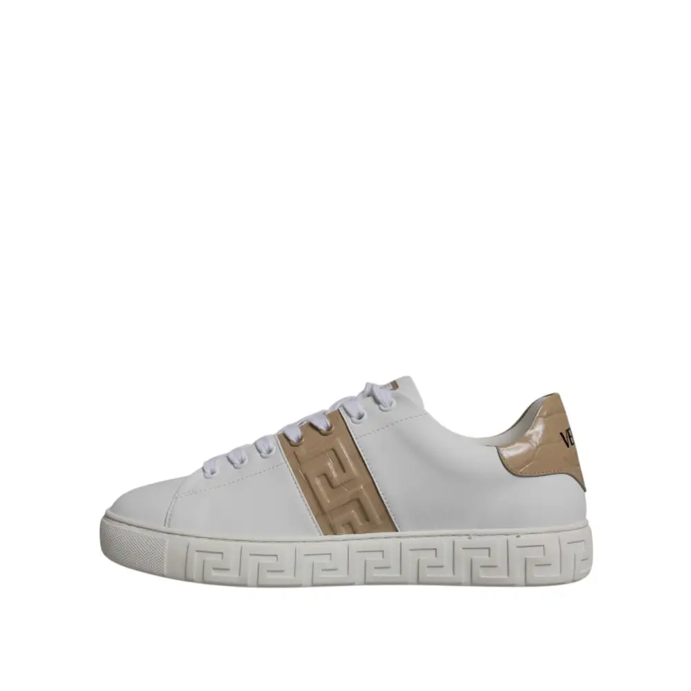 Versace Weiß Braun Greca Print TPU Low Top Männer Turnschuhe Schuhe