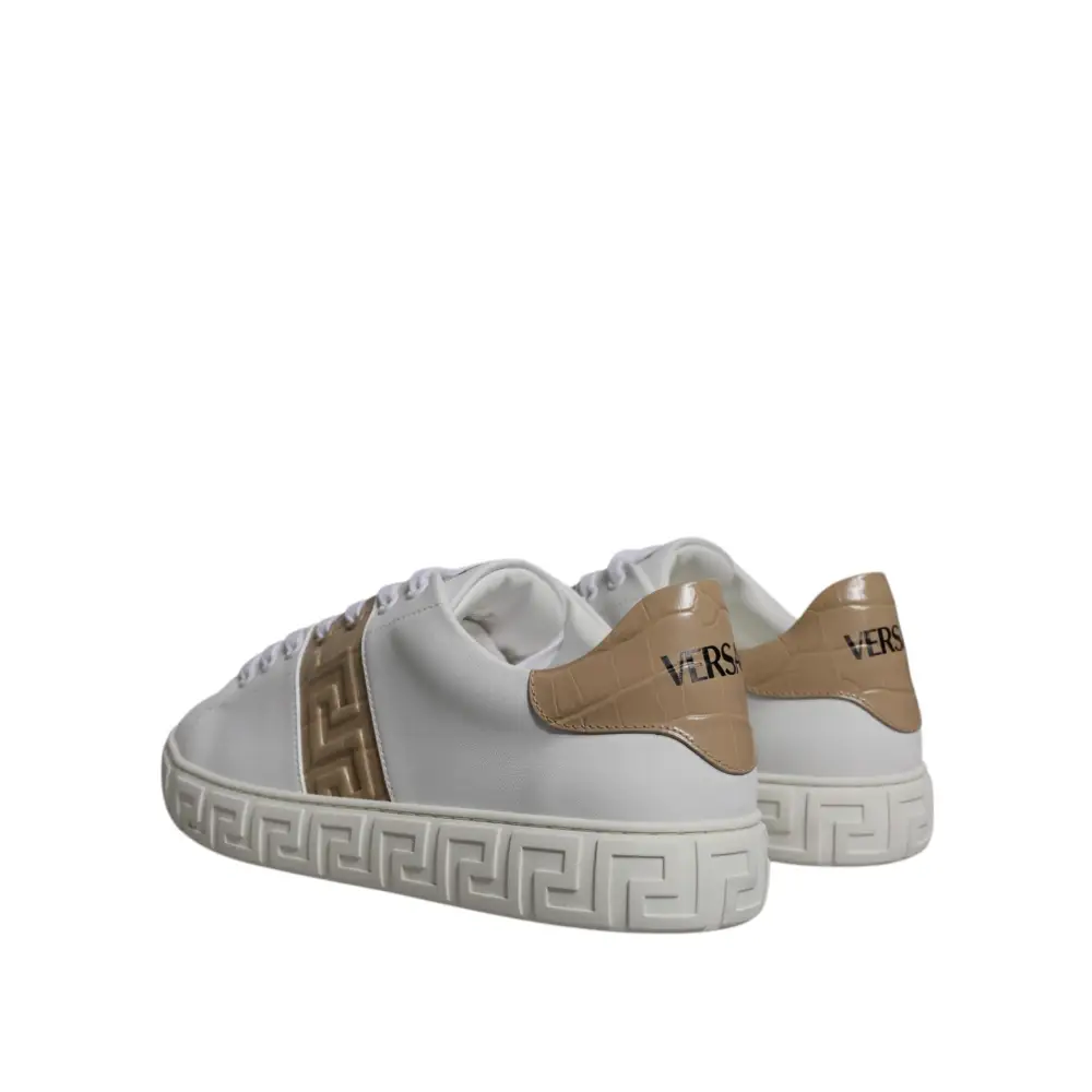 Versace Weiß Braun Greca Print TPU Low Top Männer Turnschuhe Schuhe