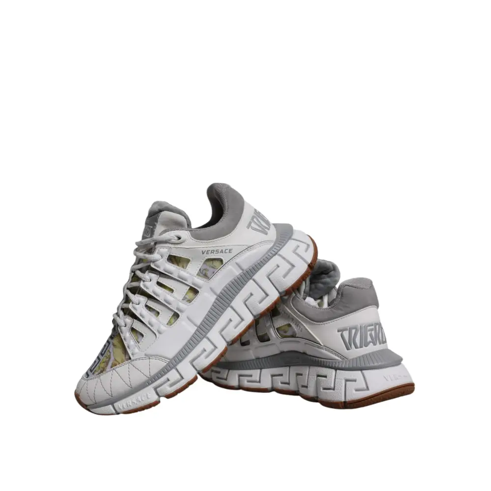 Versace Weiß Trigreca Barocco Druck Low Top Turnschuhe Schuhe