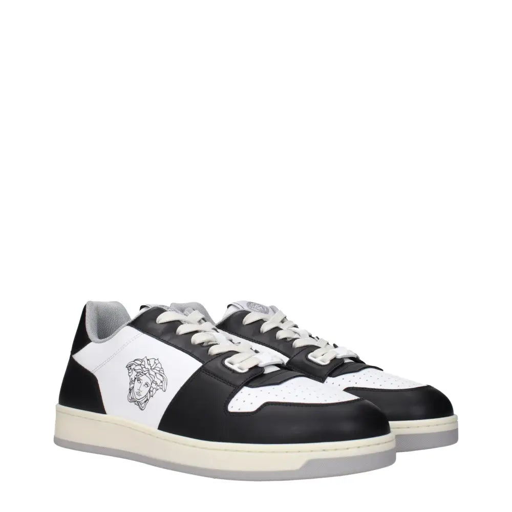 Versace Weiße Leder-Sneaker mit niedrigem Schaft - EU44/US11