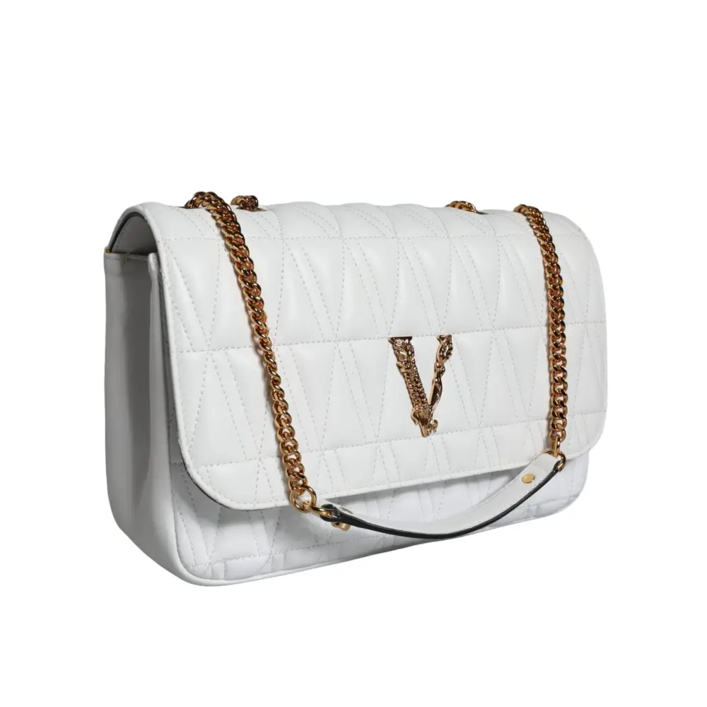 Versace Weiße Mini-Nappaleder-Crossbody-Umhängetasche