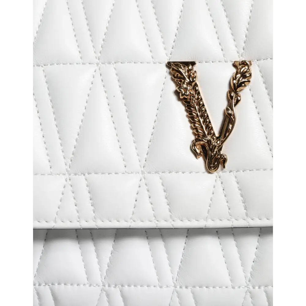 Versace Weiße Mini-Nappaleder-Crossbody-Umhängetasche