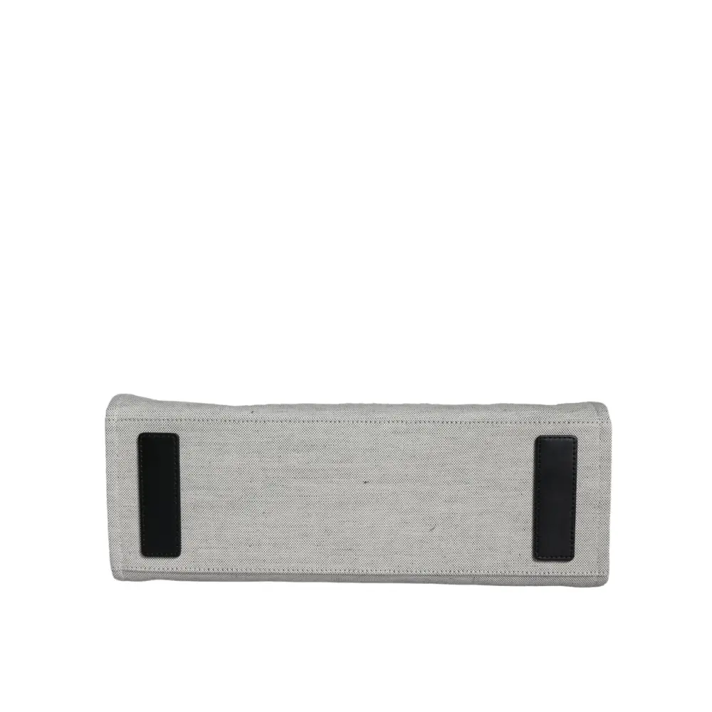 Versace Weiße Top Handle Canvas Leder Logo Crossbody Tote Bag